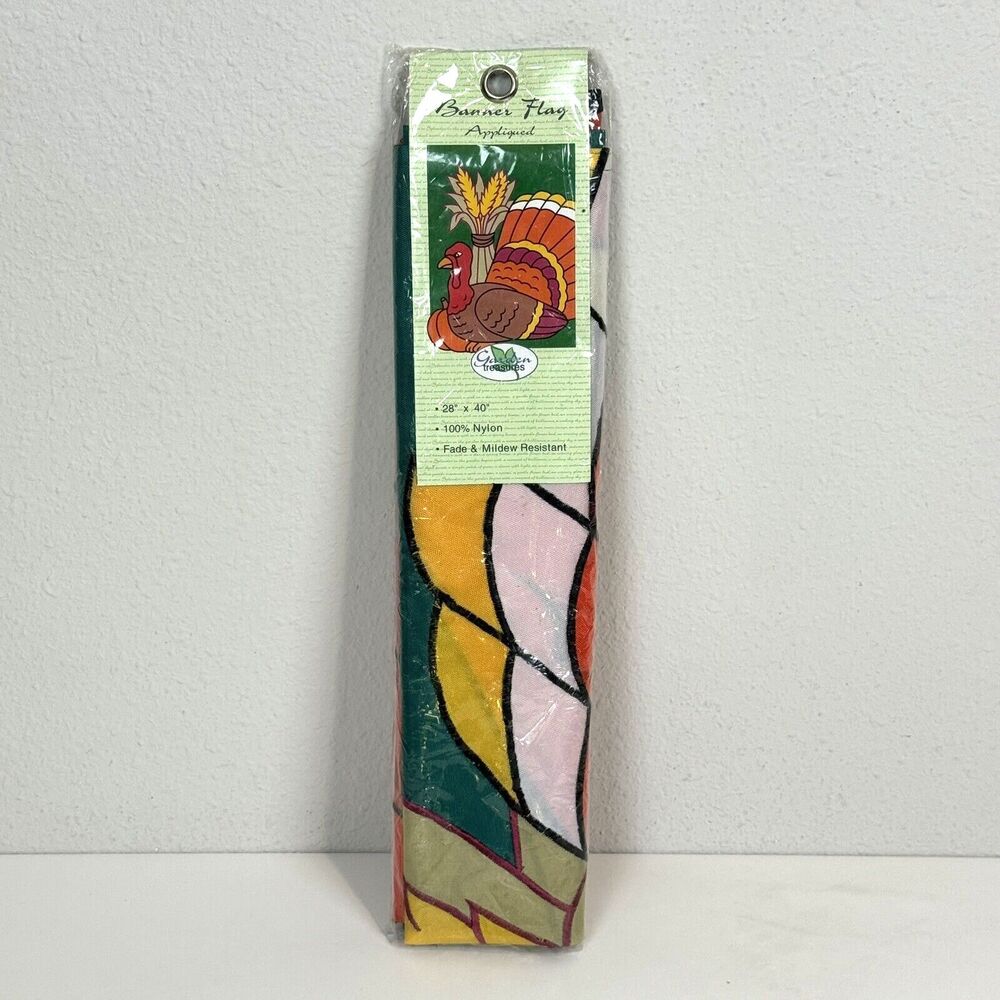 Vintage Garden Treasures Autumn Banner Flag Thanksgiving Decor NIP